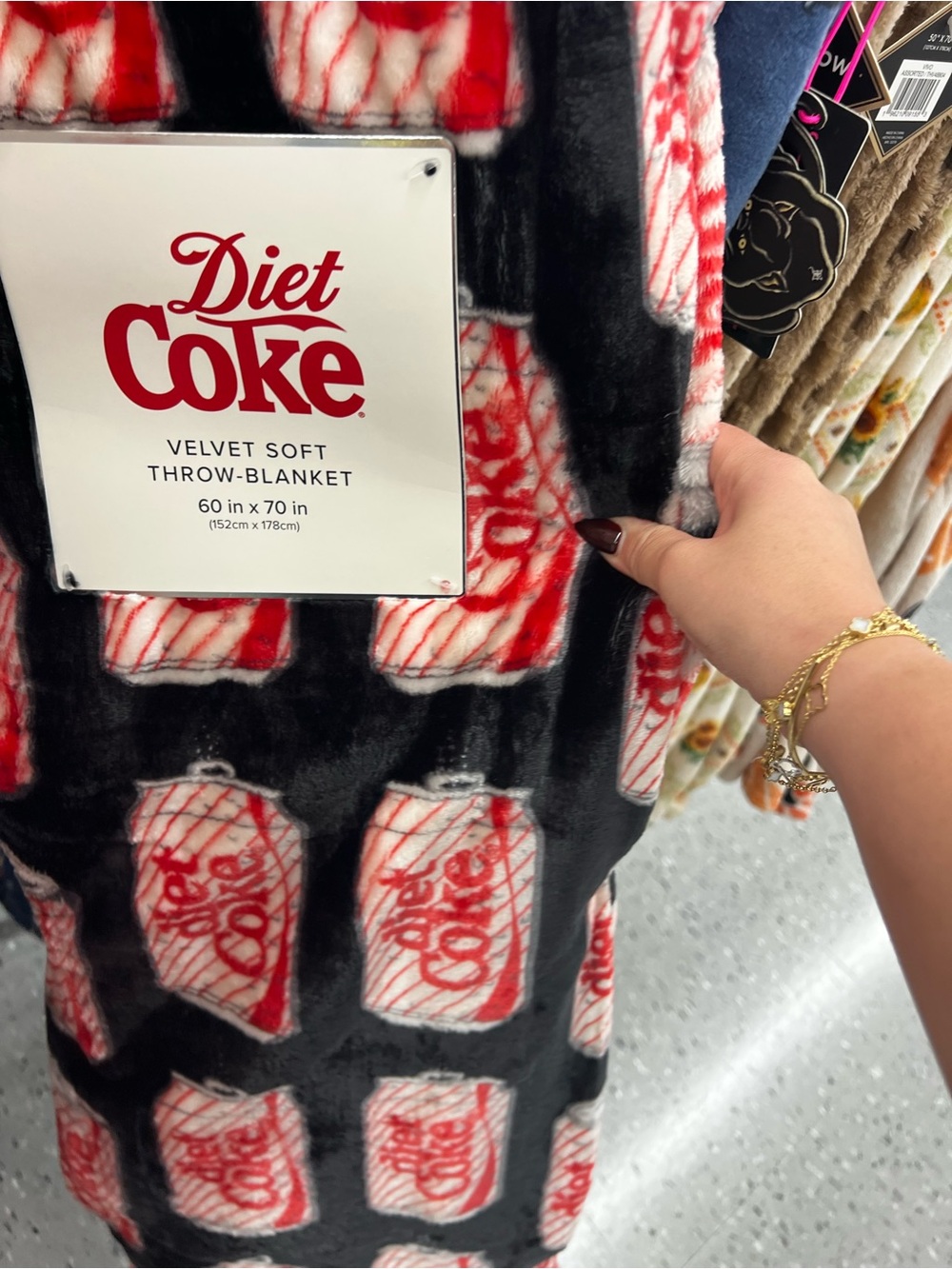 Velvet Soft Throw Blanket - Black & Red Diet Coke Soda Can Print